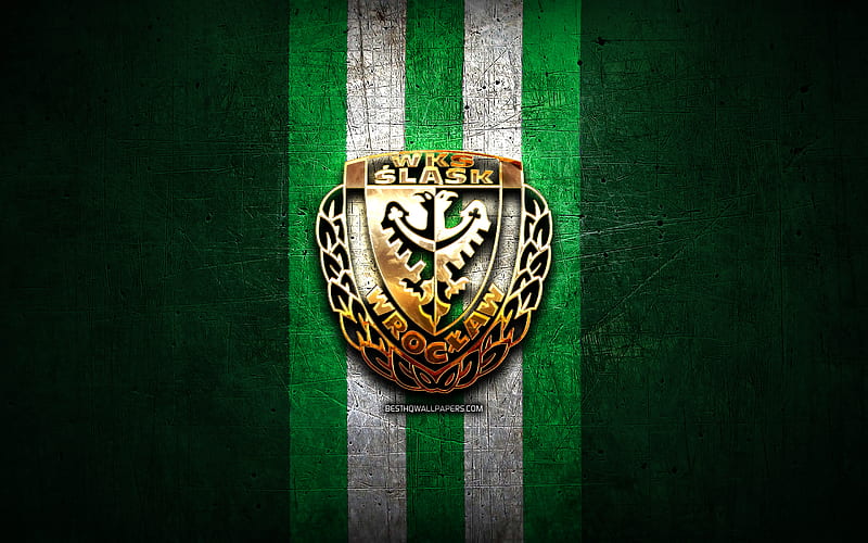 HD-wallpaper-slask-wroclaw-fc-golden-logo-ekstraklasa-green-metal-background-football-wks-slask-wroclaw-sa-polish-football-club-slask-wroclaw-logo-soccer-poland